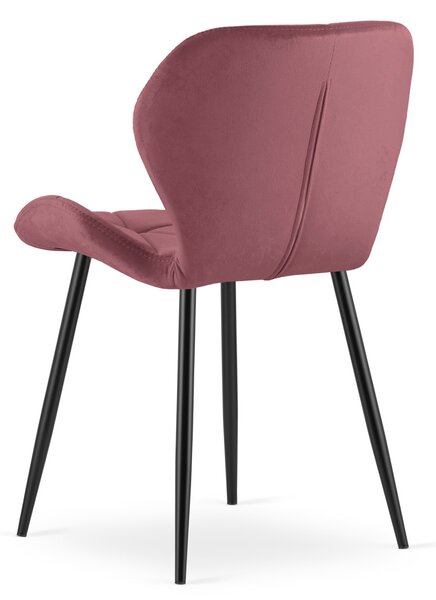 Jedilni stol MANGO VELVET s črnimi nogami, temno roza