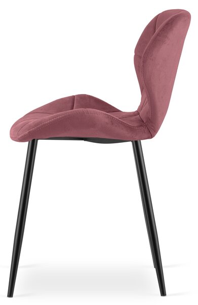 Jedilni stol MANGO VELVET s črnimi nogami, temno roza