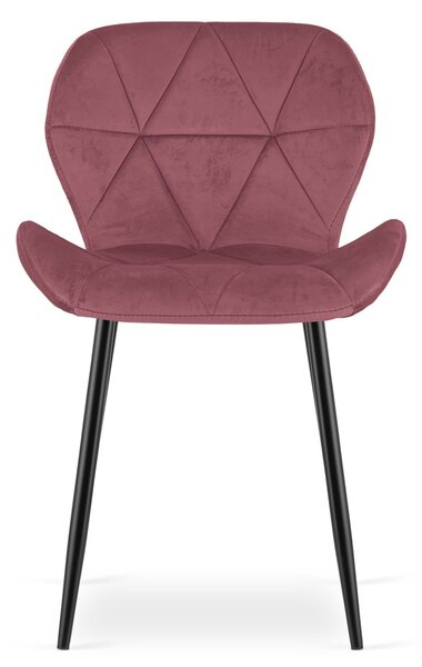 Jedilni stol MANGO VELVET s črnimi nogami, temno roza