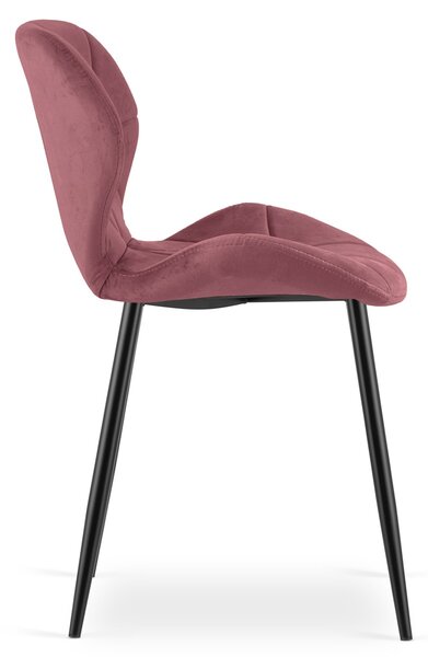 Jedilni stol MANGO VELVET s črnimi nogami, temno roza