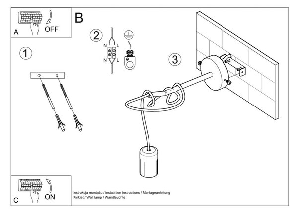 Črna stenska svetilka Spider – Nice Lamps