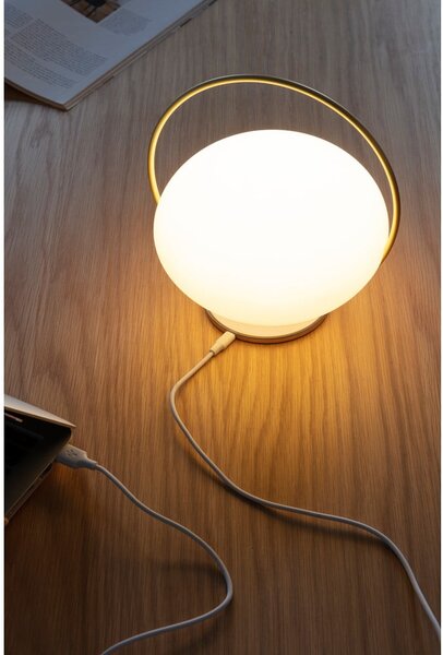 Bela/zlata LED namizna svetilka (višina 19 cm) Orbit – UMAGE