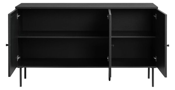 Črna nizka komoda v hrastovem dekorju 140x80 cm Pensacola – Unique Furniture