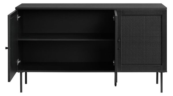 Črna nizka komoda v hrastovem dekorju 140x80 cm Pensacola – Unique Furniture