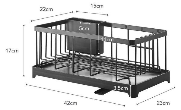 Črni odcejalnik za posodo YAMAZAKI Tower Wire