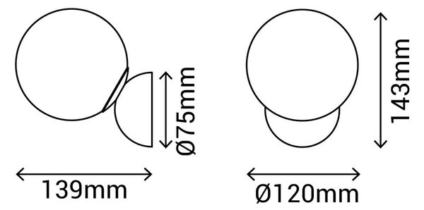 Stenska svetilka SULION Bola, ø 12 cm