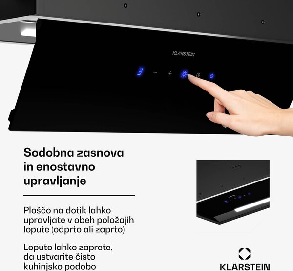 Klarstein Ventilatorska napa | upravljanje na dotik | odsesavanje/recirkulacija | EEK A+ | 3 stopnje | LED | tiha