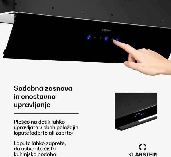 Klarstein Ventilatorska napa | upravljanje na dotik | odsesavanje/recirkulacija | EEK A+ | 3 stopnje | LED | tiha