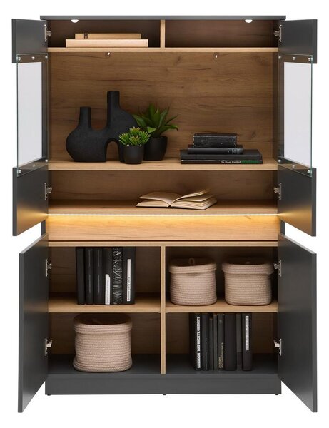 Mömax Highboard Samu Anthrazit/eichefarben