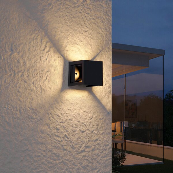 Moderna stenska svetilka črna vklj. LED IP44 - Edwin Quadro
