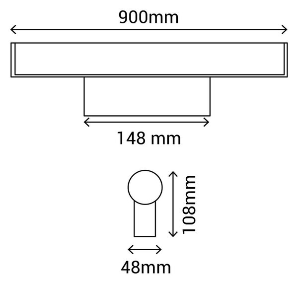 Črna stenska svetilka SULION Caspio, dolžina 90 cm