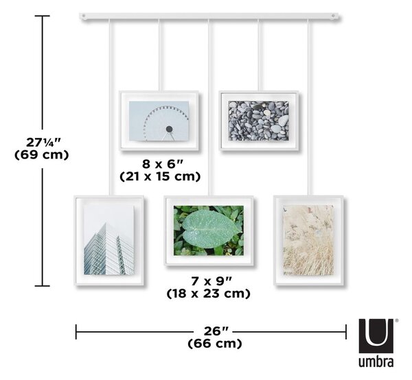 Beli kovinski stenski okvirji v kompletu 5 ks 79x43 cm Exhibit – Umbra