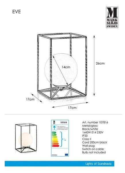 Črna namizna svetilka Markslöjd Eve Table Black