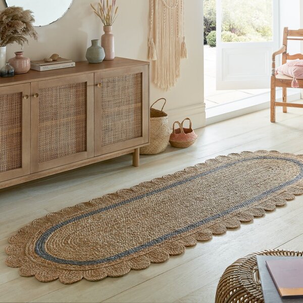 Siv/naraven ročno tkan tekač iz jute 80x230 cm Grace Grey – Flair Rugs