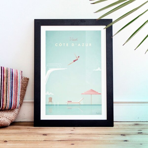 Plakat Travelposter Côte d'Azur, 30 x 40 cm