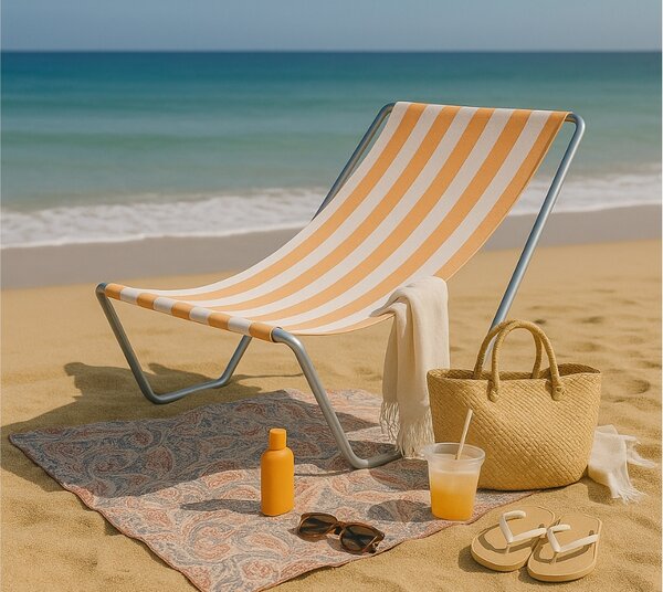 Zložljiv plažni ležalnik SAND, oranžne črte