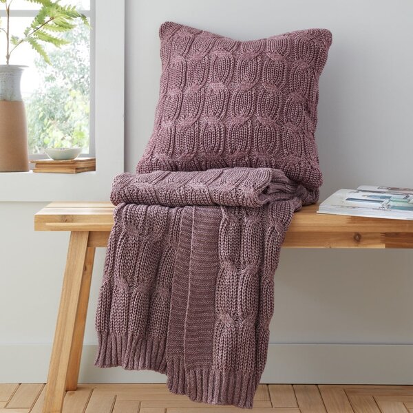 Roza/bela pletena odeja 130x170 cm Chunky Marl Knit – Catherine Lansfield