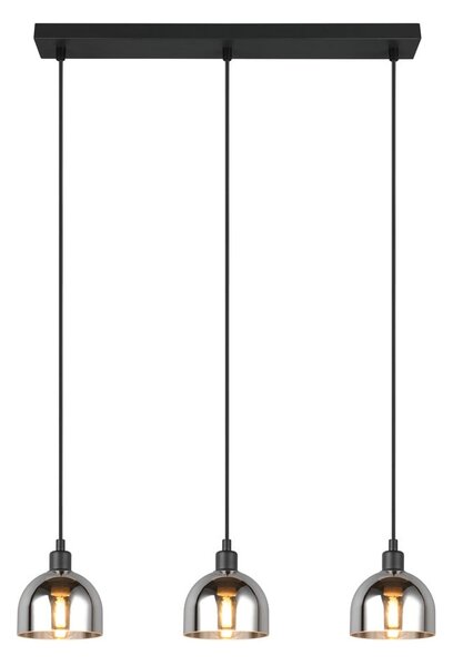 Črna/srebrna viseča svetilka s steklenim senčilom Molly – Trio