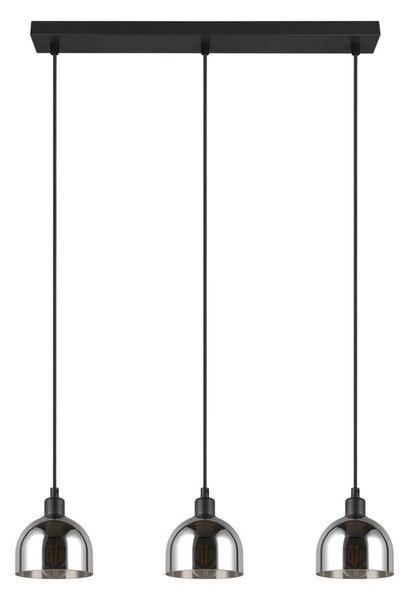 Črna/srebrna viseča svetilka s steklenim senčilom Molly – Trio