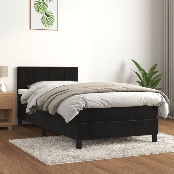 VidaXL Box spring postelja z vzmetnico črn 90x190 cm žamet