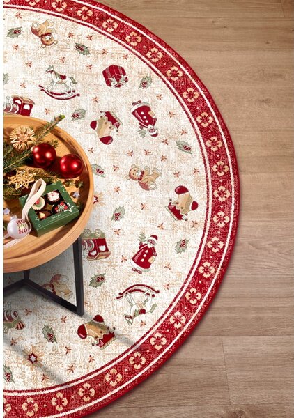 Rdeča okrogla preproga z božičnim motivom iz mešanice bombaža ø 160 cm Toy's Delight Red Christmas – Villeroy&Boch