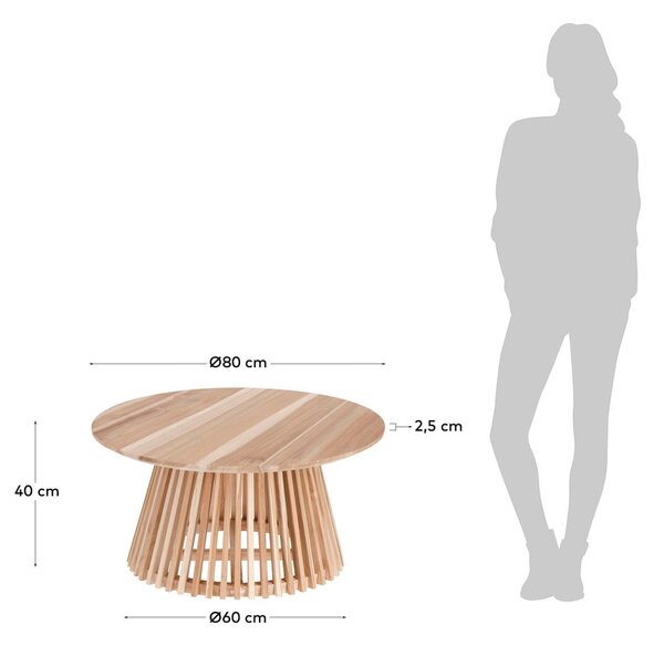 Kavna mizica iz tikovine Kave Home Irune, ⌀ 80 cm