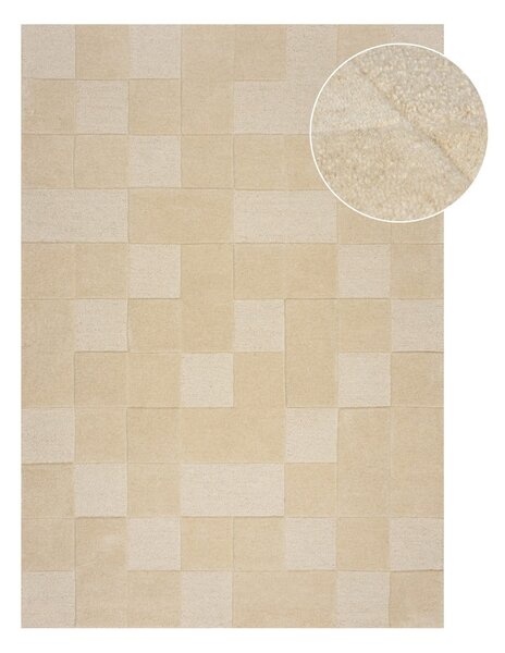 Bež volnena preproga 290x200 cm Checkerboard - Flair Rugs