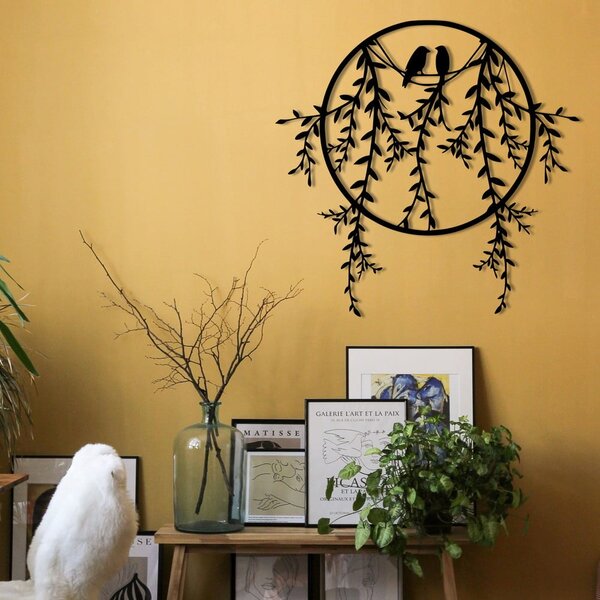 Kovinska stenska dekoracija 45x44 cm Lovebirds – Wallity