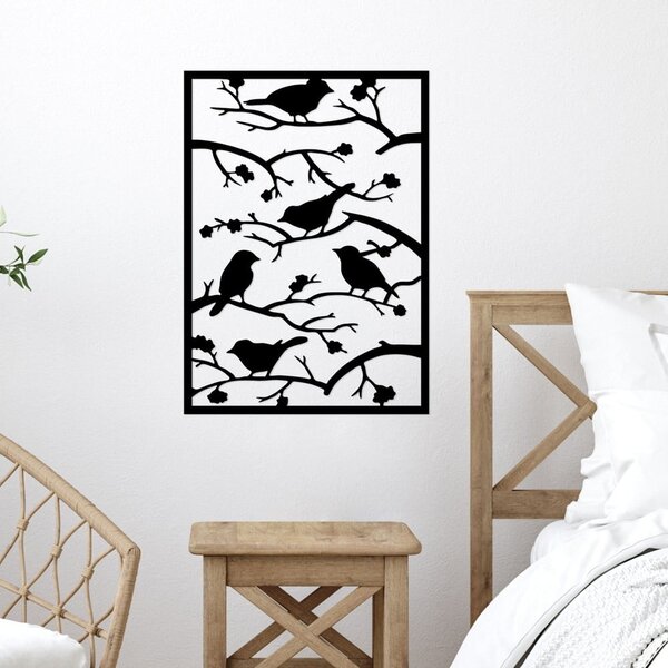 Kovinska stenska dekoracija 47x66 cm Branch & Birds – Wallity