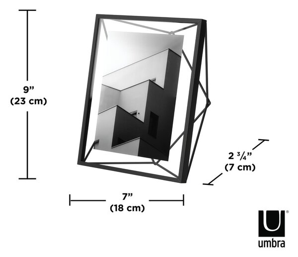 Črn kovinski stoječ/stenski okvir 23x18 cm Prisma – Umbra