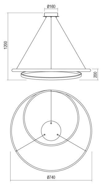 Redo 01-1795 - LED Zatemnitveni lestenec na vrvici TORSION 1xLED/40W/230V