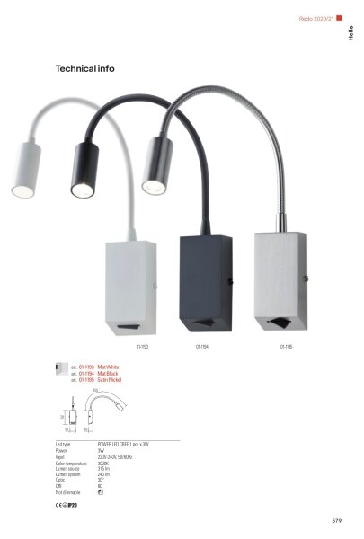 Redo 01-1195 - LED Fleksibilna mala svetilka HELLO LED/3W/230V krom