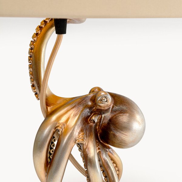 KARE Kare namizna svetilka Octopus, zlata, poliester, višina 43 cm, E27, Zlata / medeninasta, Dnevna soba / jedilnica, Tkanine / tekstil, Sodobni
