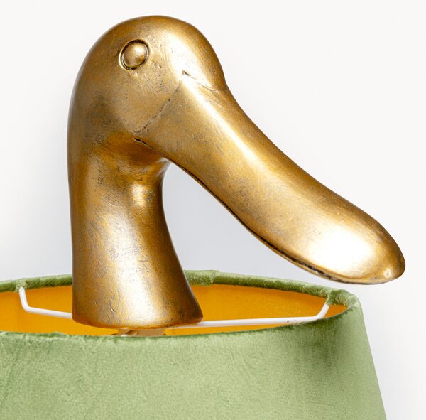 KARE Kare namizna svetilka Duck, zelena, lan, višina 61 cm, E27, Zelena, Dnevna soba / jedilnica, Tkanine / tekstil, Sodobni