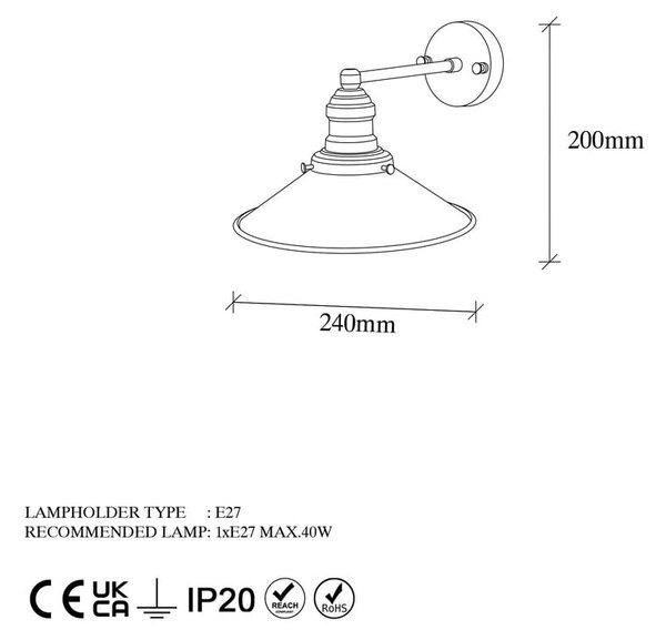 Stenska svetilka v zlati barvi ø 24 cm Conical – Opviq lights