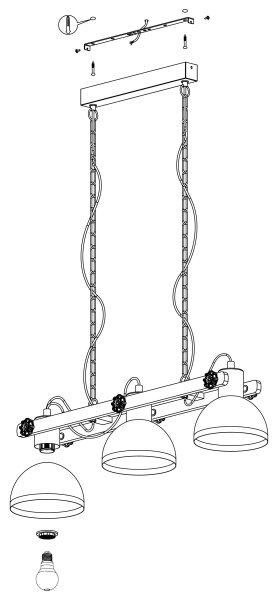 Eglo 43163 - Lestenec na verigi LUBENHAM 3xE27/28W/230V