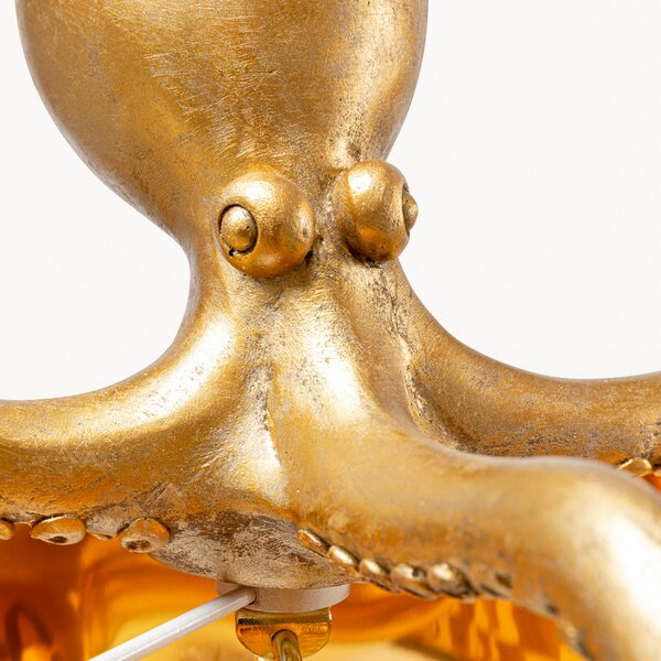 KARE Kare namizna svetilka Octopus, zlata, tekstil, višina 47 cm, Zlata / medeninasta, Dnevna soba / jedilnica, Tkanine / tekstil, Sodobni