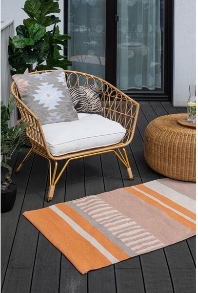 Bež-oranžna obojestranska zunanja preproga iz reciklirane plastike Green Decore Bella, 80 x 180 cm