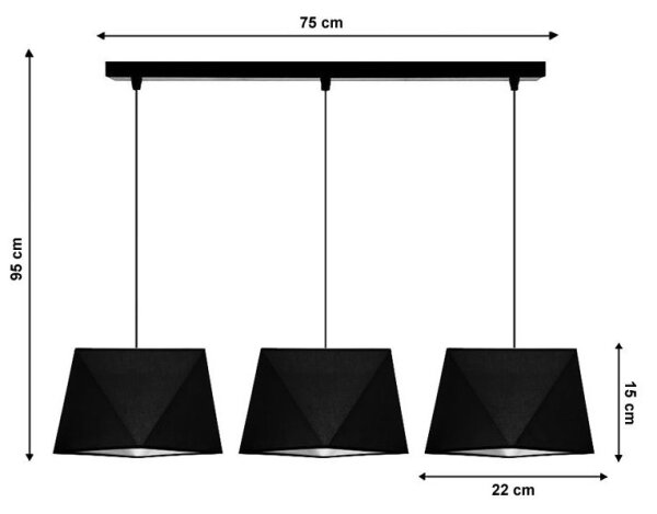 Lestenec na vrvici DIAMENT 3xE27/60W/230V črna