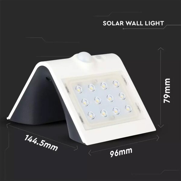 LED Solarna stenska svetilka s senzorjem LED/1.5W/3,7V IP65 bela