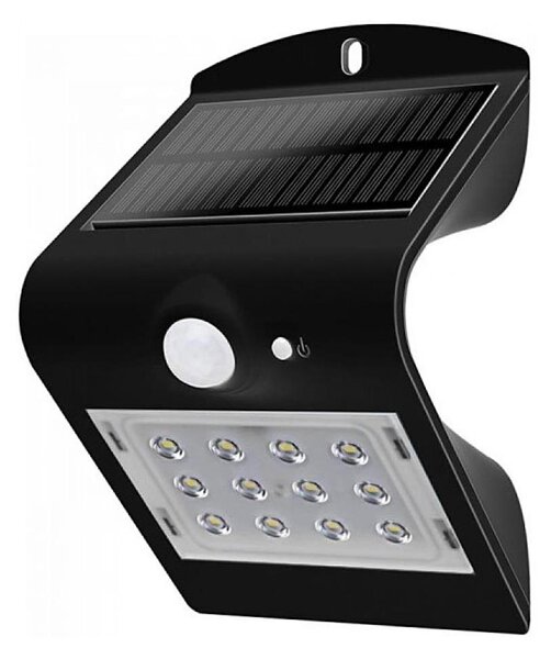 LED Solarna stenska svetilka s senzorjem LED/1.5W/3,7V IP65 črna