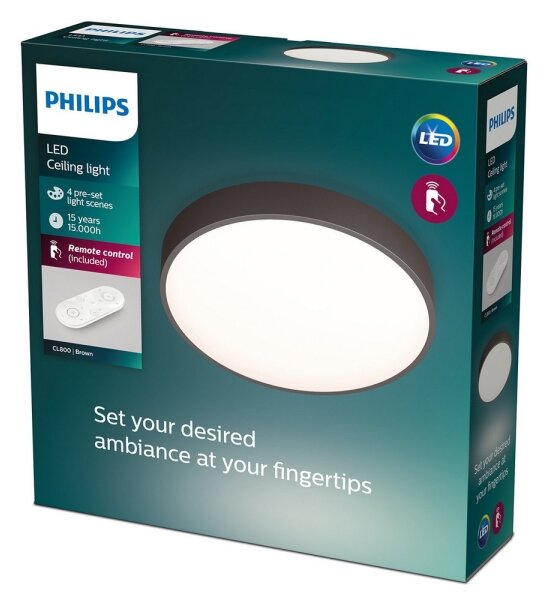 Philips 60262/43/P5 - LED Zatemnitvena stropna svetilka BROWN 1xLED/28W/230V + Daljinski upravljalnik