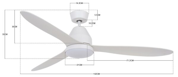 Lucci air 213043 - LED Stropni ventilator WHITEHAVEN GX53/17W/230V bela + Daljinski upravljalnik