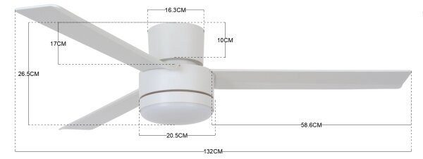 BAYSIDE 213036 - LED Stropni ventilator LAGOON GX53/17W/230V bela + Daljinski upravljalnik