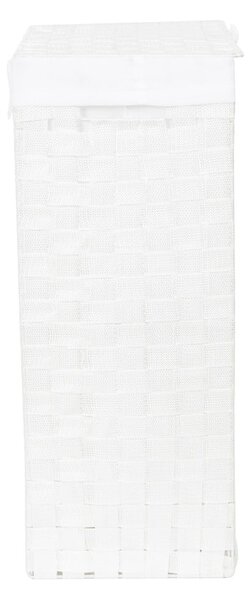 Bela košara za perilo s pokrovom Compactor Laundy Basket Linen, višina 60 cm