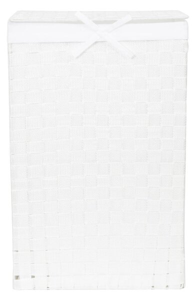 Bela košara za perilo s pokrovom Compactor Laundy Basket Linen, višina 60 cm