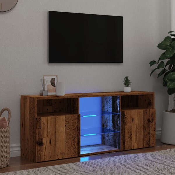 VidaXL TV omarica z LED starinski les 120x30x50 cm inženirski les