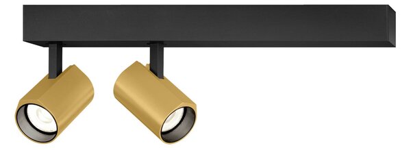 Wever & Ducré Lighting WEVER DUCRÉ LED-žaromet Ceno črno/zlato 2.700 K 2-žarilni, zatemnjen, Črna, Dnevna soba / jedilnica, Aluminij, Sodobni