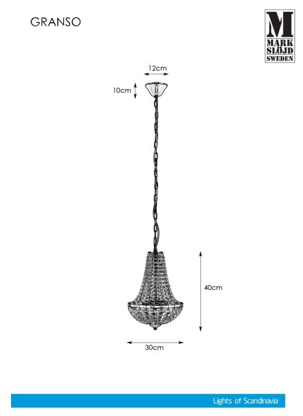 Markslöjd 107550 - Kristalni kopalniški lestenec na verigi GRÄNSÖ 2xG9/20W/230V