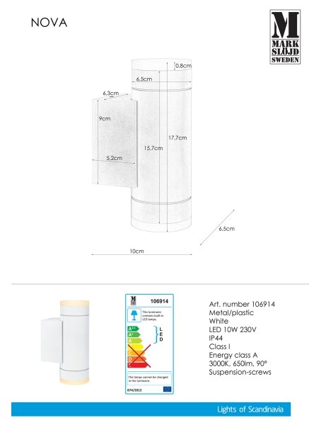 Markslöjd 106914 - LED Zunanja stenska svetilka NOVA 2xLED/5,5W/230V IP44